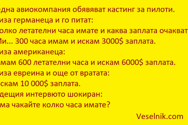 В една авиокомпания обявяват кастинг за пилоти пилоти
