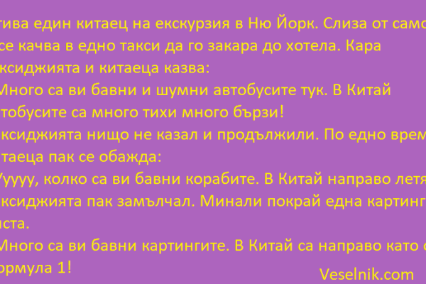 Отива един китаец на екскурзия в Ню Йорк китаец